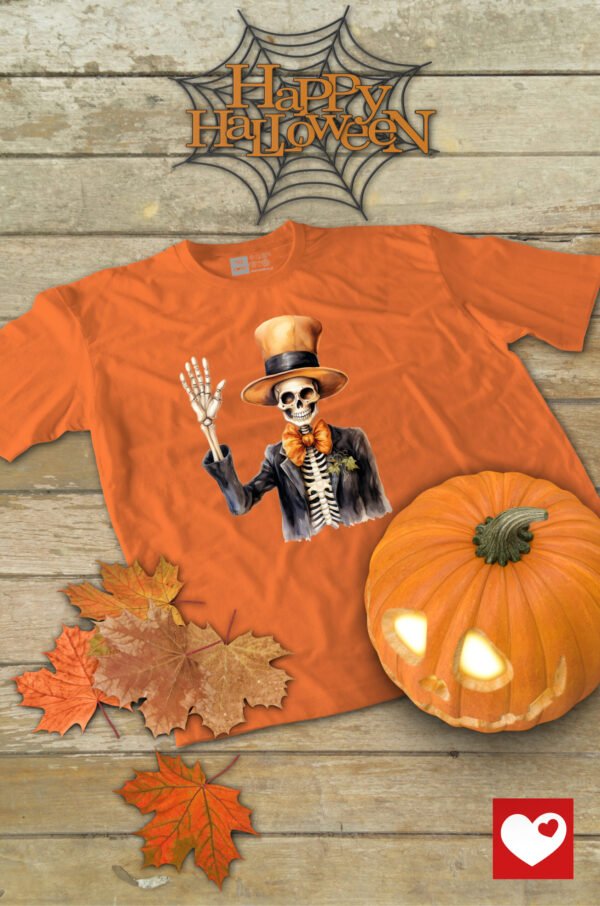 Halloweenowa Koszulka Unisex "Szkielet Dżentelmen" – Wybierz Kolor!
