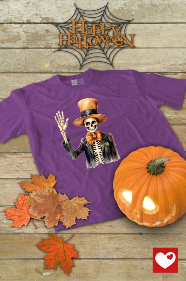 Halloweenowa Koszulka Unisex "Szkielet Dżentelmen" – Wybierz Kolor!