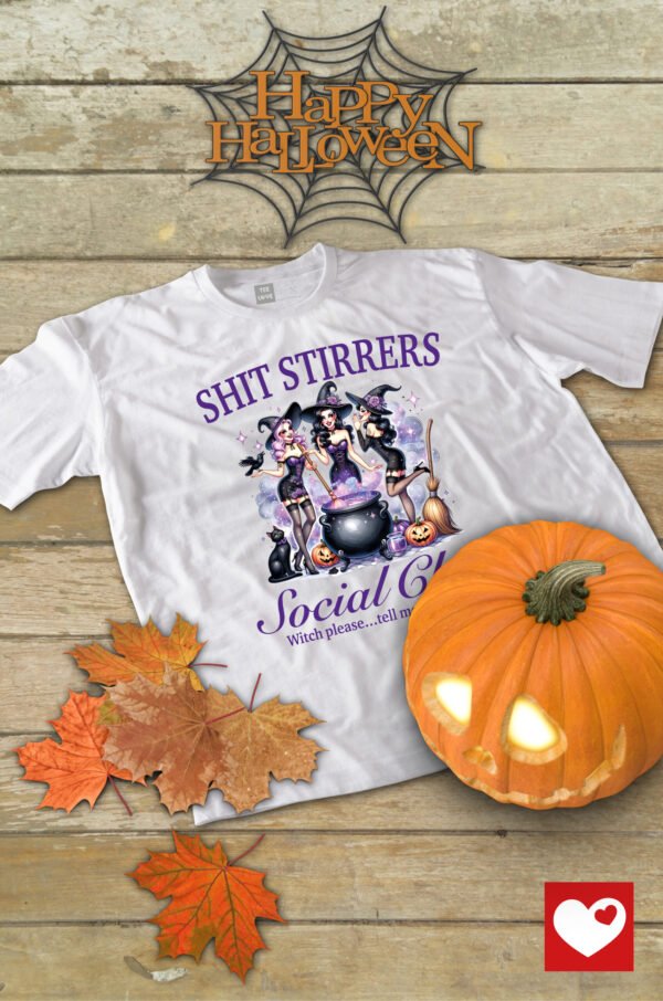 Halloweenowa Koszulka Unisex "Shit Stirrers Social Club" – Wybierz Kolor!