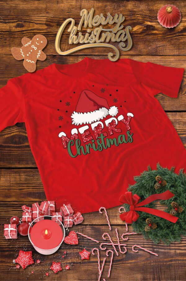 Świąteczna Koszulka “Merry Christmas – Czapka Mikołaja” – Unisex