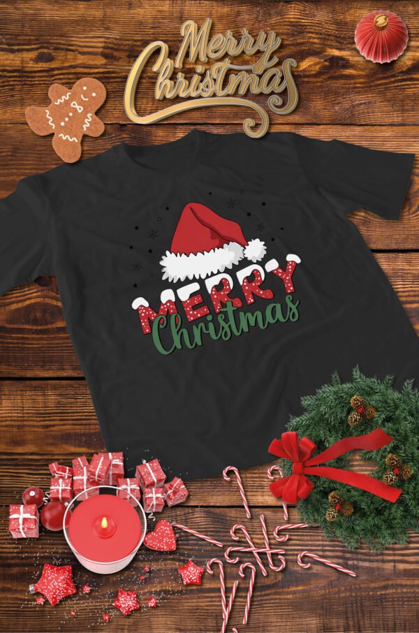 Świąteczna Koszulka “Merry Christmas – Czapka Mikołaja” – Unisex