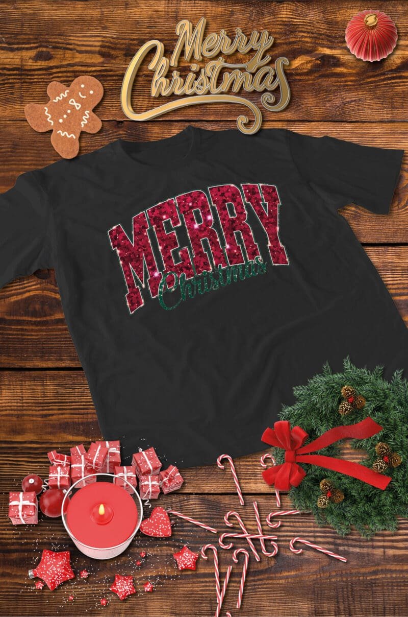 Świąteczna Koszulka “Merry Christmas – Błyszcząca Magia” – Unisex