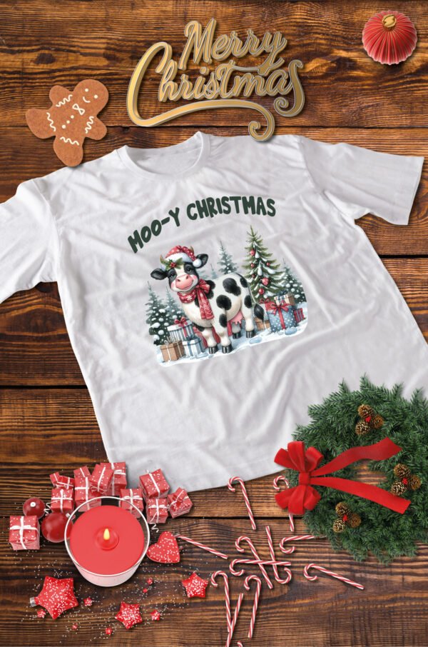 Świąteczna Koszulka “Moo-y Christmas – Świąteczna Krówka" – Unisex