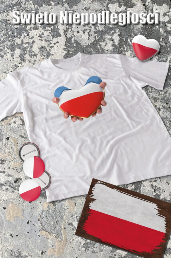 Patriotyczna Koszulka Unisex "Polska w sercu" – Wybierz Kolor!