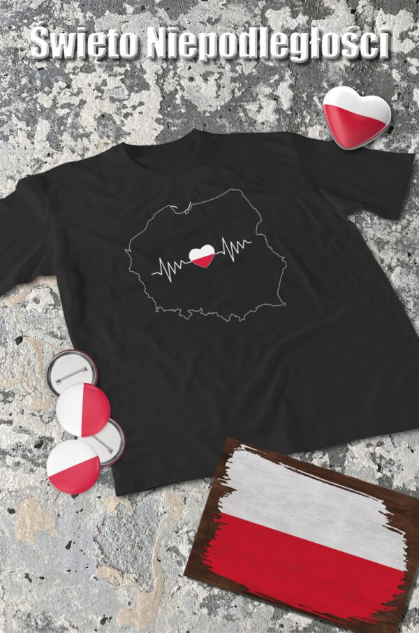Patriotyczna Koszulka Unisex "Polska w sercu" - puls życia ojczyzny – Wybierz Kolor!