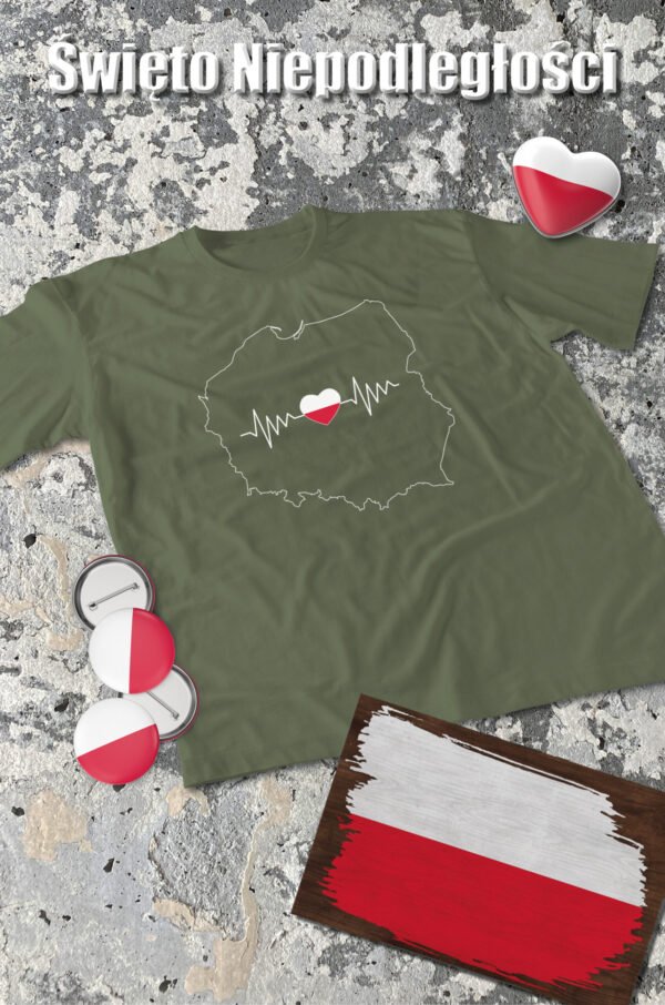 Patriotyczna Koszulka Unisex "Polska w sercu" - puls życia ojczyzny – Wybierz Kolor!