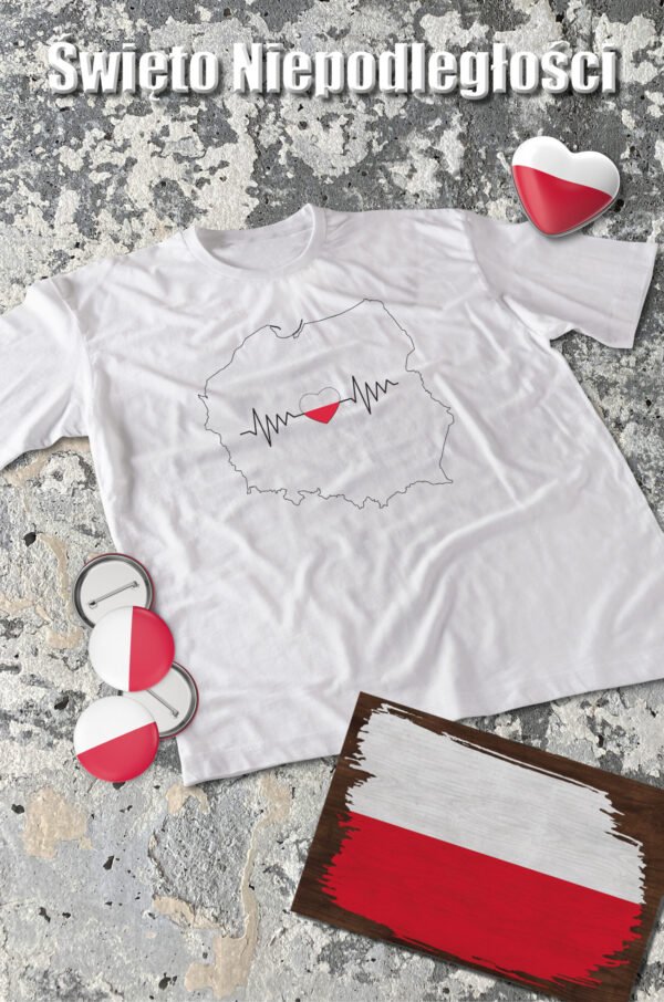 Patriotyczna Koszulka Unisex "Polska w sercu" - puls życia ojczyzny – Wybierz Kolor!