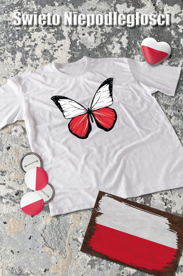 Patriotyczna Koszulka Unisex "Polski Motyl wolności" – Wybierz Kolor!