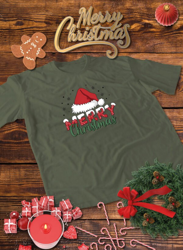Świąteczna Koszulka “Merry Christmas – Czapka Mikołaja” – Unisex