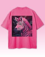 Koszulka oversize różowa Artystyczna Zebra