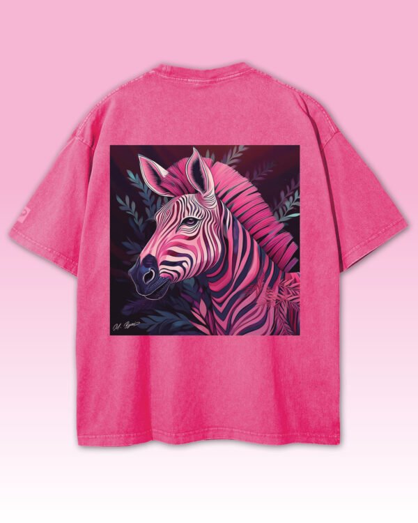 Koszulka oversize różowa Artystyczna Zebra