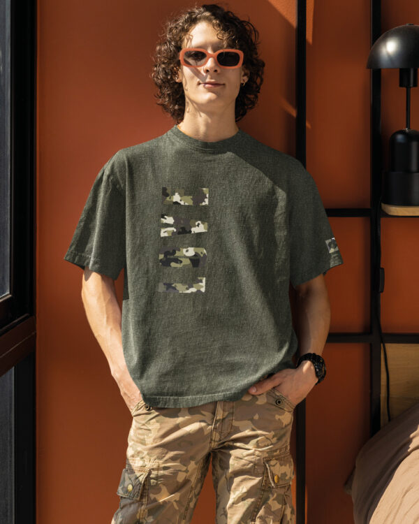 LIM 010 Tshirt OVS OLD Khaki3 Koszulka oversize khaki <br>LOVE - folia maskująca <br>- efekt sprania, Edycja Limitowana