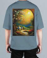 Koszulka oversize niebieska <br>Krajobraz inspirowany Van Goghiem <br>M. Byai - Edycja Limitowana