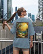 Koszulka oversize niebieska <br>Krajobraz inspirowany Van Goghiem <br>M. Byai - Edycja Limitowana