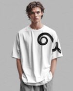Koszulka oversize biała <br>Wąż wersja Black <br>- Edycja Limitowana