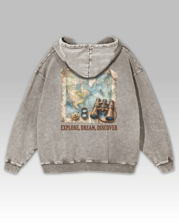 Bluza oversize z kapturem <br>Explore, Dream, Discover - efekt sprania
