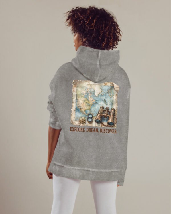 Bluza oversize z kapturem <br>Explore, Dream, Discover - efekt sprania