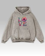 Bluza oversize z kapturem <br>LOVE - efekt sprania