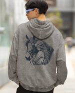 Bluza oversize z kapturem <br>Love for Horses - efekt sprania