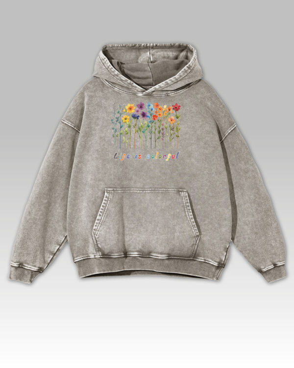 TL HO OLD ASH DTG 0260 A Bluza oversize z kapturem <br>Life is Colorful - efekt sprania