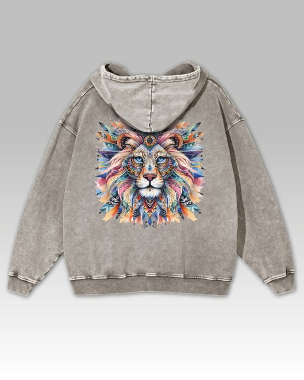 Bluza oversize z kapturem <br>Lion - efekt sprania