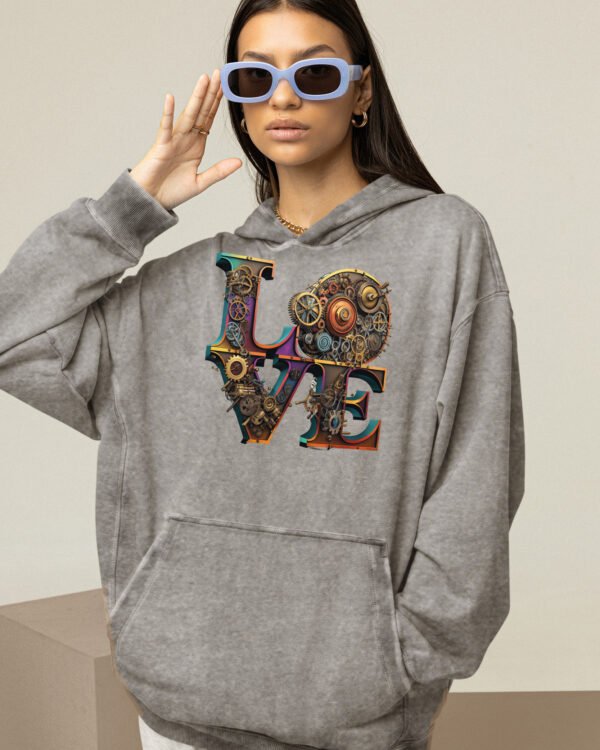 Bluza oversize z kapturem <br>Steampunk LOVE - efekt sprania