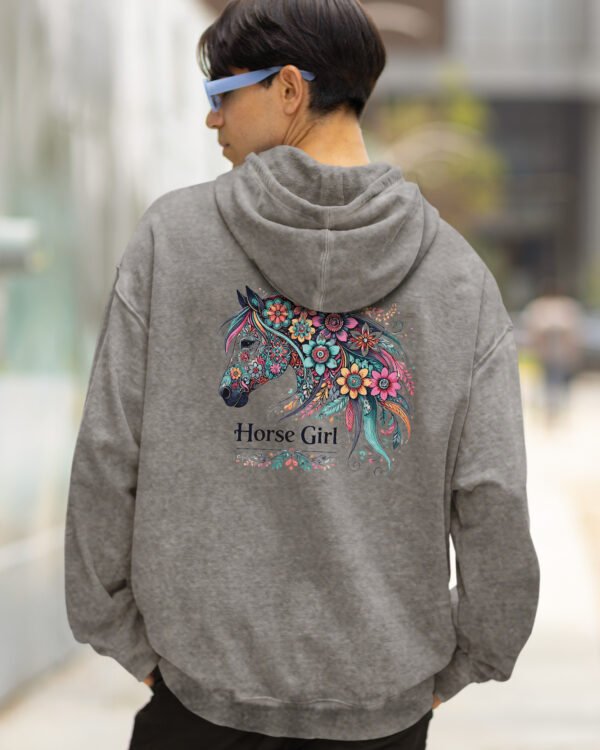 Bluza oversize z kapturem <br>Horse Girl - efekt sprania
