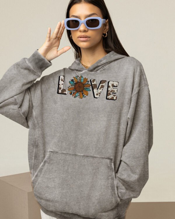 Bluza oversize z kapturem <br>Nature Love - efekt sprania