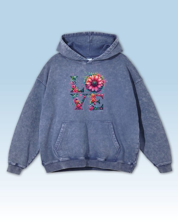 Bluza oversize z kapturem <br>LOVE - efekt sprania