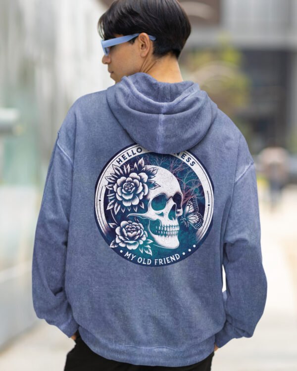 Bluza oversize z kapturem <br>Old Skull Friend - efekt sprania