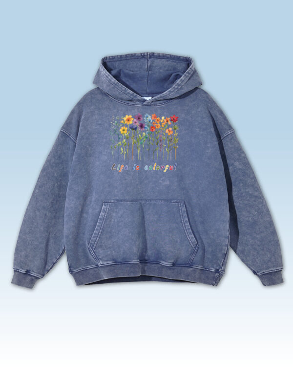 TL HO OLD BLU DTG 0260 A Bluza oversize z kapturem <br>Life is Colorful - efekt sprania