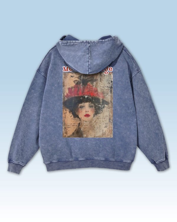 Bluza oversize z kapturem <br>Moulin Rouge Retro - efekt sprania