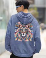 Bluza oversize z kapturem <br>Lion - efekt sprania