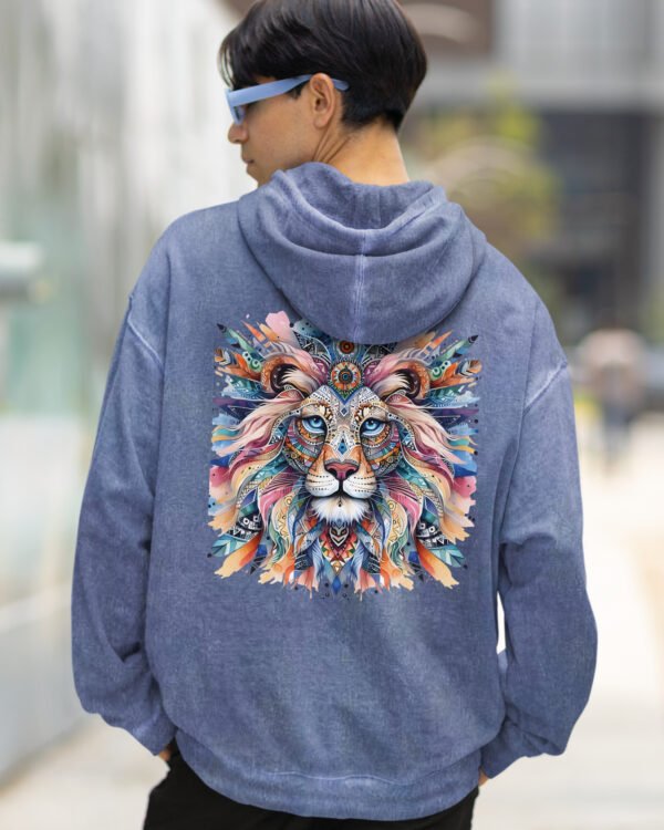 Bluza oversize z kapturem <br>Lion - efekt sprania