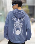 Bluza oversize z kapturem <br>Zebra - efekt sprania