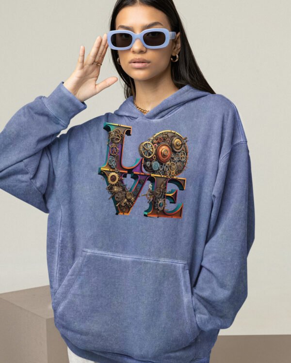 Bluza oversize z kapturem <br>Steampunk LOVE - efekt sprania