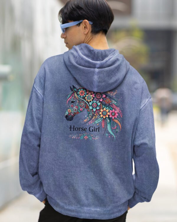 Bluza oversize z kapturem <br>Horse Girl - efekt sprania