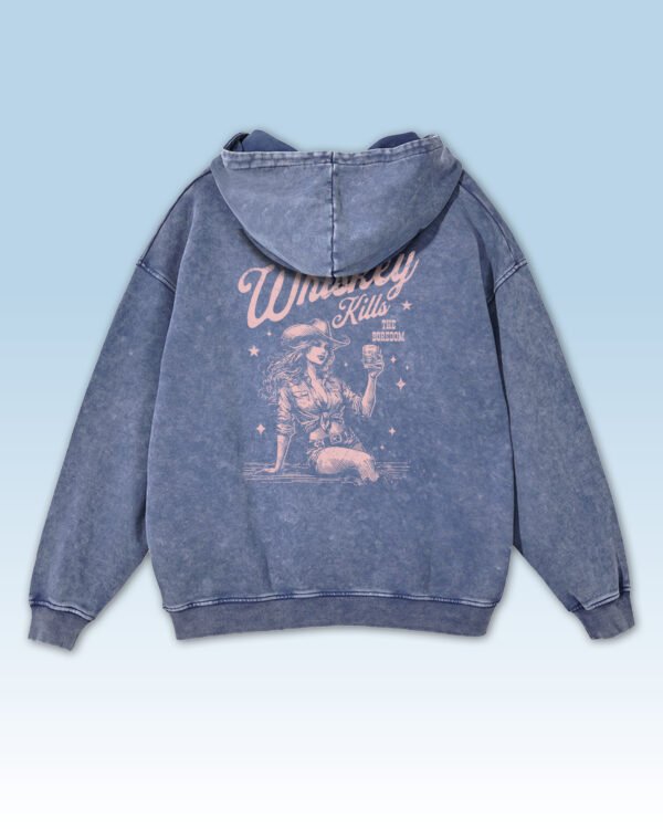 Bluza oversize z kapturem <br>Whiskey Kills Boredom - efekt sprania