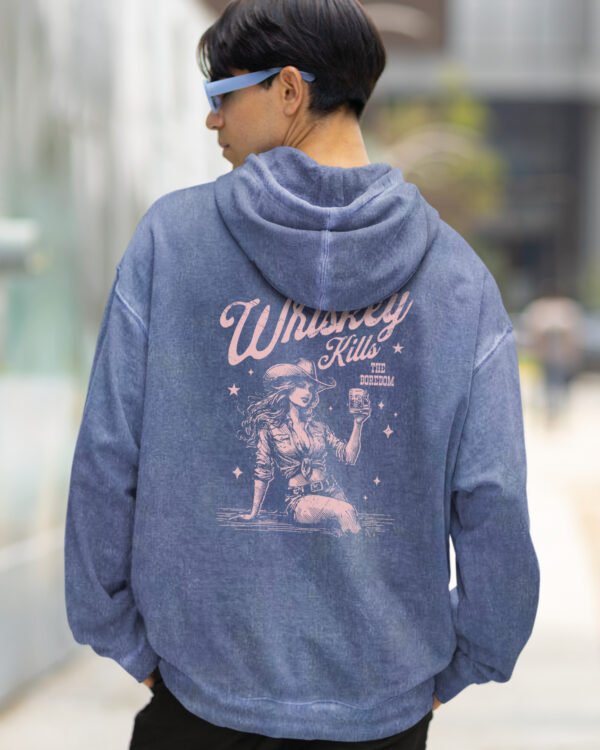 Bluza oversize z kapturem <br>Whiskey Kills Boredom - efekt sprania