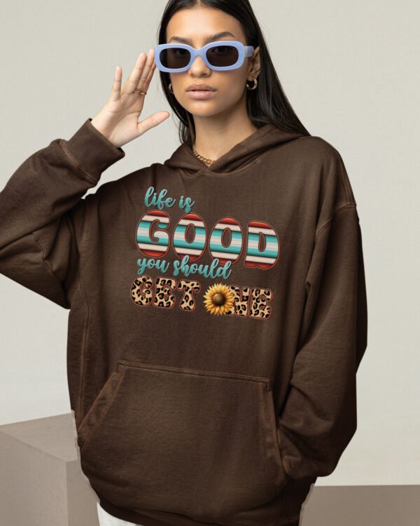 Bluza oversize z kapturem <br>Life is Good - efekt sprania