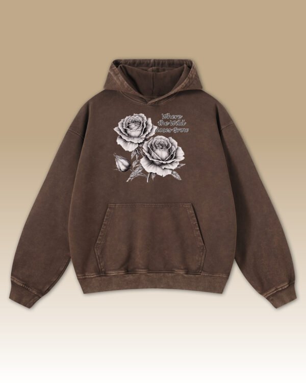 Bluza oversize z kapturem <br>Wild Roses - efekt sprania