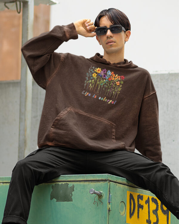 TL HO OLD BRO DTG 0260 A MEN Bluza oversize z kapturem <br>Life is Colorful - efekt sprania