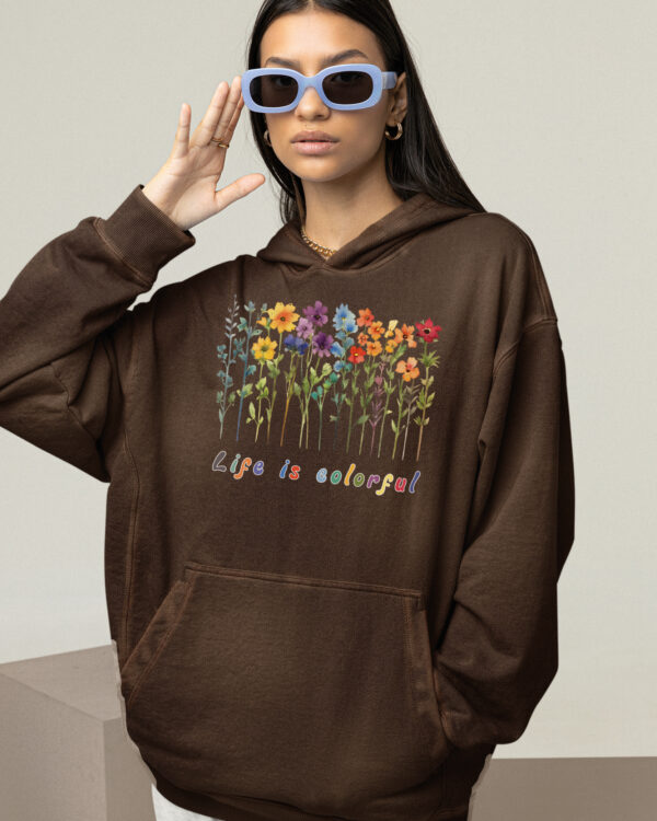 TL HO OLD BRO DTG 0260 A WOMEN Bluza oversize z kapturem <br>Life is Colorful - efekt sprania