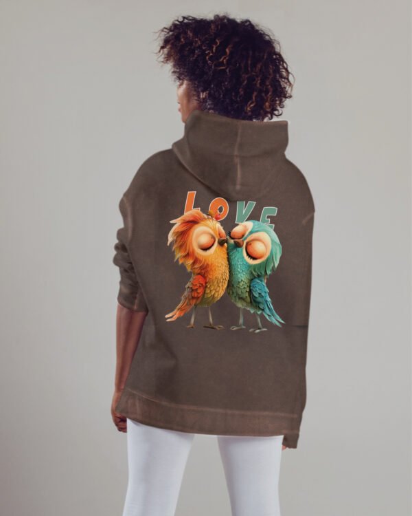 Bluza oversize z kapturem <br>Love Birds - efekt sprania
