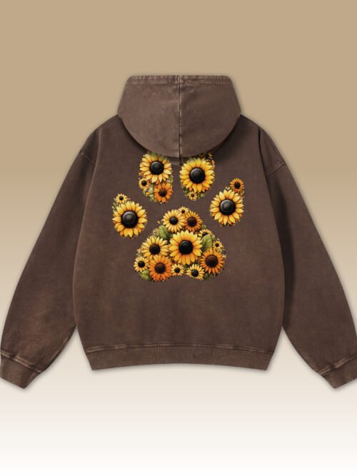Bluza oversize z kapturem <br>Sunflower Paw - efekt sprania