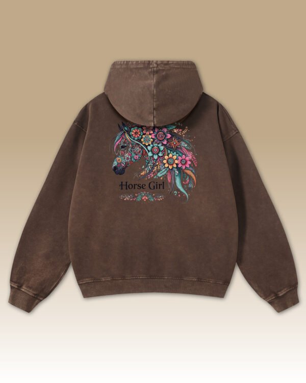 Bluza oversize z kapturem <br>Horse Girl - efekt sprania