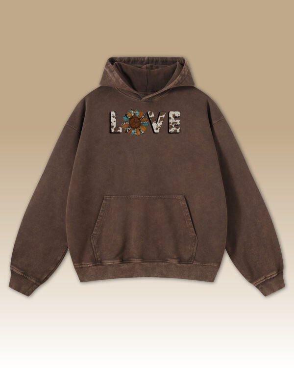 Bluza oversize z kapturem <br>Nature Love - efekt sprania