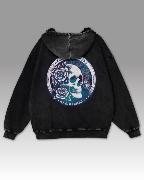 Bluza oversize z kapturem <br>Old Skull Friend - efekt sprania