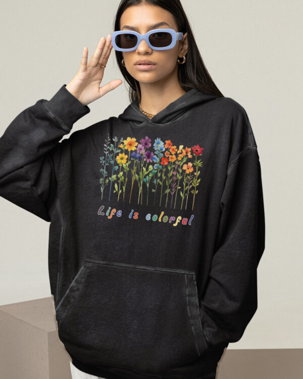 TL HO OLD CAR DTG 0260 A WOMEN Bluza oversize z kapturem <br>Life is Colorful - efekt sprania