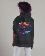 Bluza oversize z kapturem <br>Kolorowe Love - efekt sprania